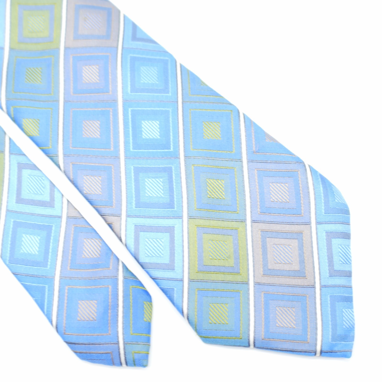 Joe Joseph Abboud Green Blue Woven Geometric Silk Tie